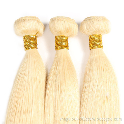100% 10a 613 Blonde Color Peruvian Straight Remy Unprocessed Weave Human Hair Extensions